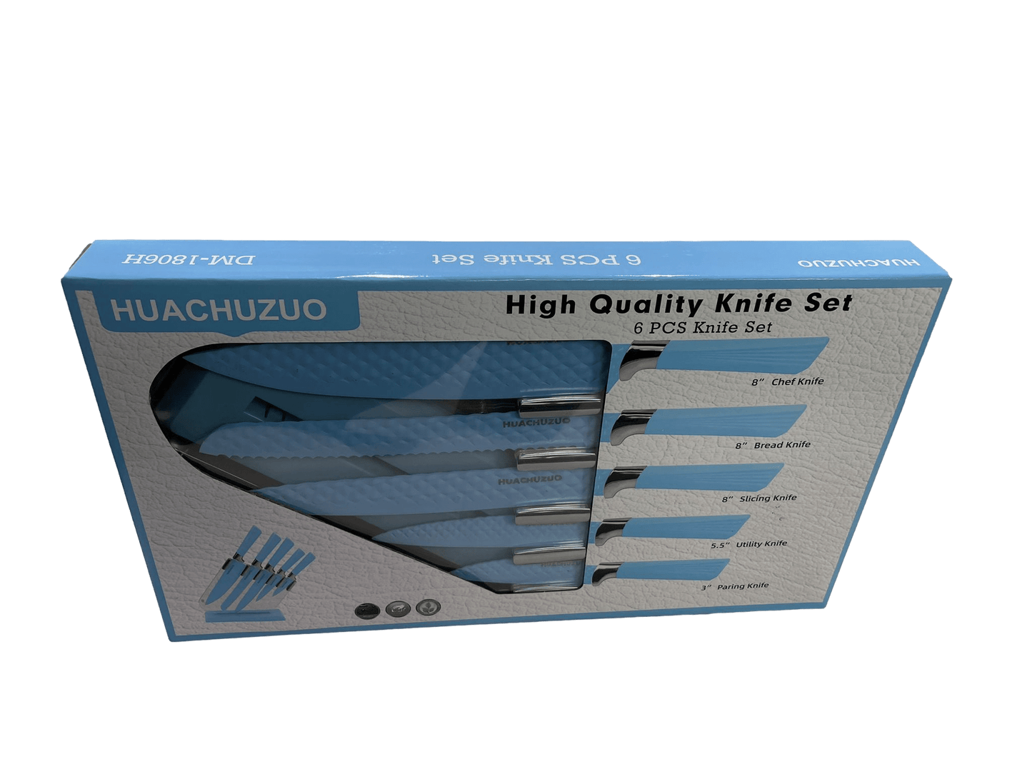 6 Piece Knife Set Assorted Colours Pink / Blue 6702 (Parcel Rate)