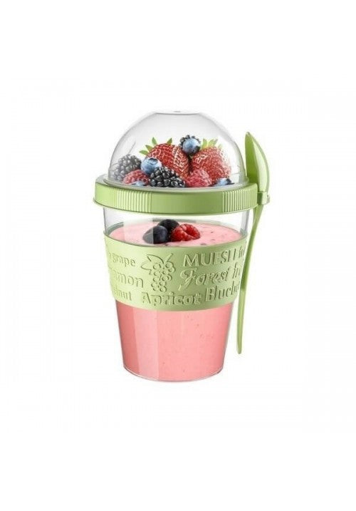 TTZ Plastic Take And Go Yoghurt Granola Cup with Dome Top 600ml Assorted Colours AP9199 (Parcel Rate)