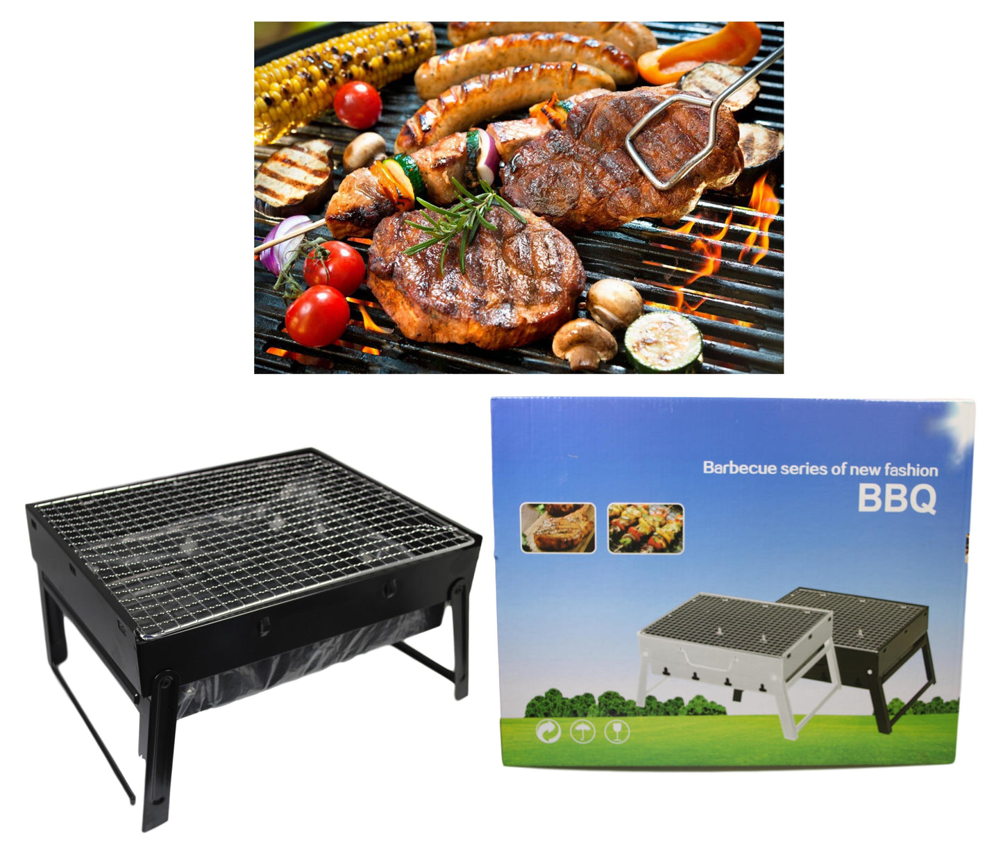 Metal BBQ Grill 35 x 27 x 20 cm 5213 (Parcel Rate)