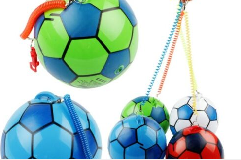 Inflatable Football with Springy String Sports Kids Toy Ball Outdoor Assorted Colours 6499 A  (Parcel Rate)