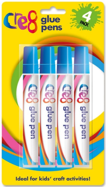 Pack Of 4 Childrens Students Glue Pens Set Ideal For School College Art Crafts P2405 (Parcel Rate)