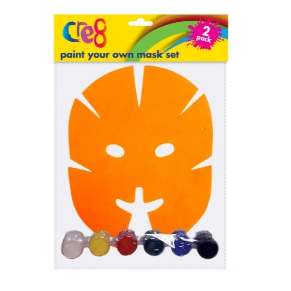 Cre8 Paint Your Own Mask Set Foam 2pk P2078 (Parcel Rate)