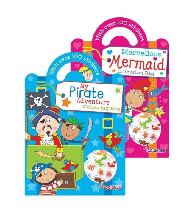 Colouring Sticker Bag Book Mermaid / Pirate Assorted Designs P2596 A (Parcel Rate)