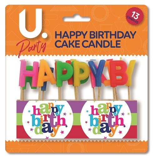 Happy Birthday Cake Candles Pack of 13 Assorted Colours P2712 (Parcel Rate)