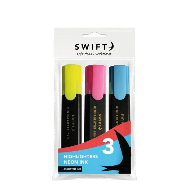 Highlighters, 3pk Assorted Colours P3063 (Parcel Rate)