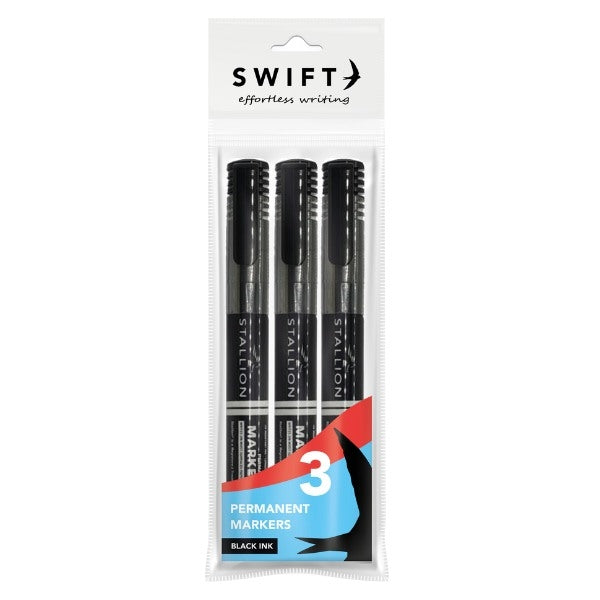 Permanent Markers 3 Pack Black P3066 (Parcel Rate)