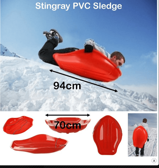 Plastic PVC Stingray Snow Sledge Sleigh 94 x 70 cm Red S1R (Big Parcel Rate)