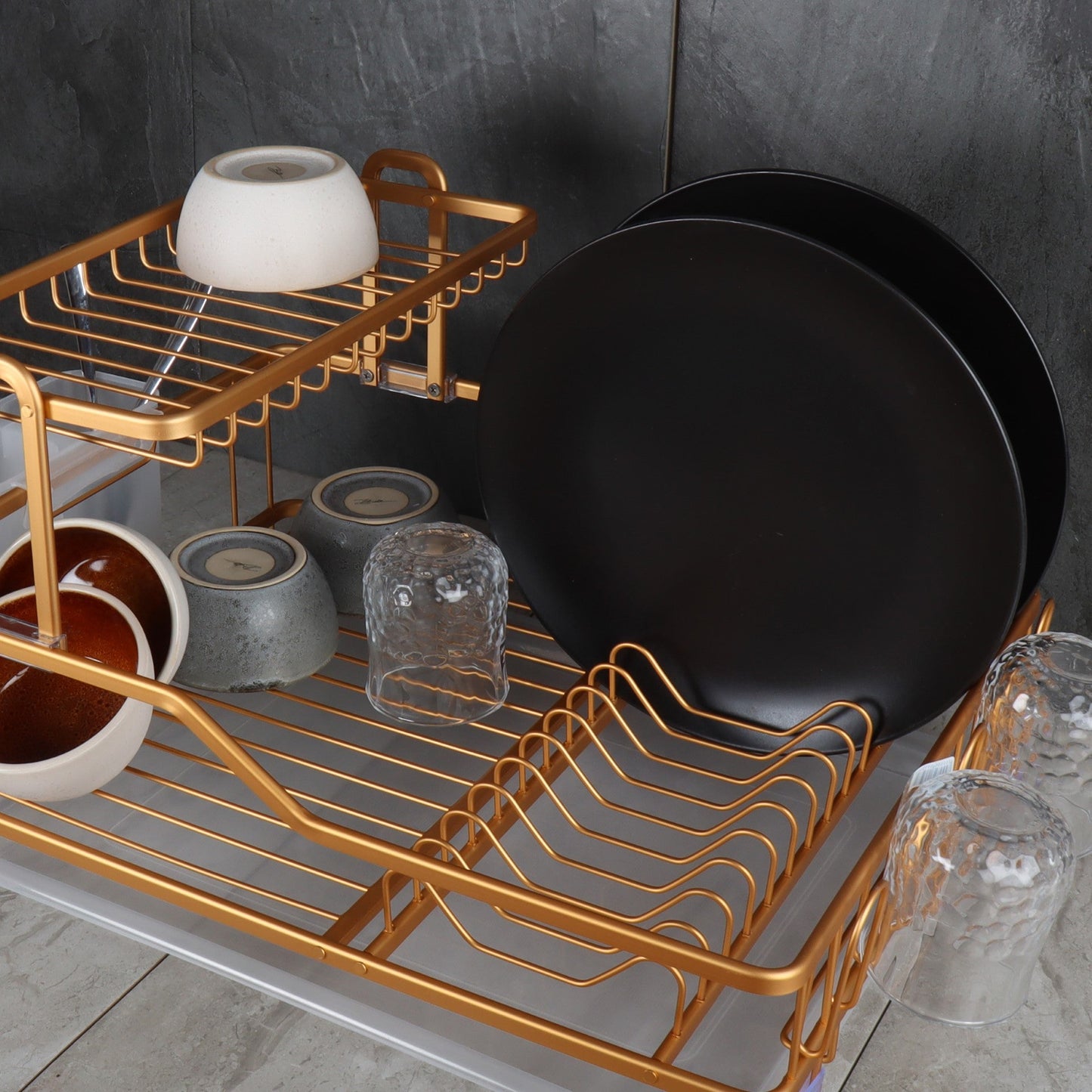 Durane Aluminium Dish Drainer Rack 47.5 x 35 x 28 cm Copper Yellow 10583 (Parcel Rate)