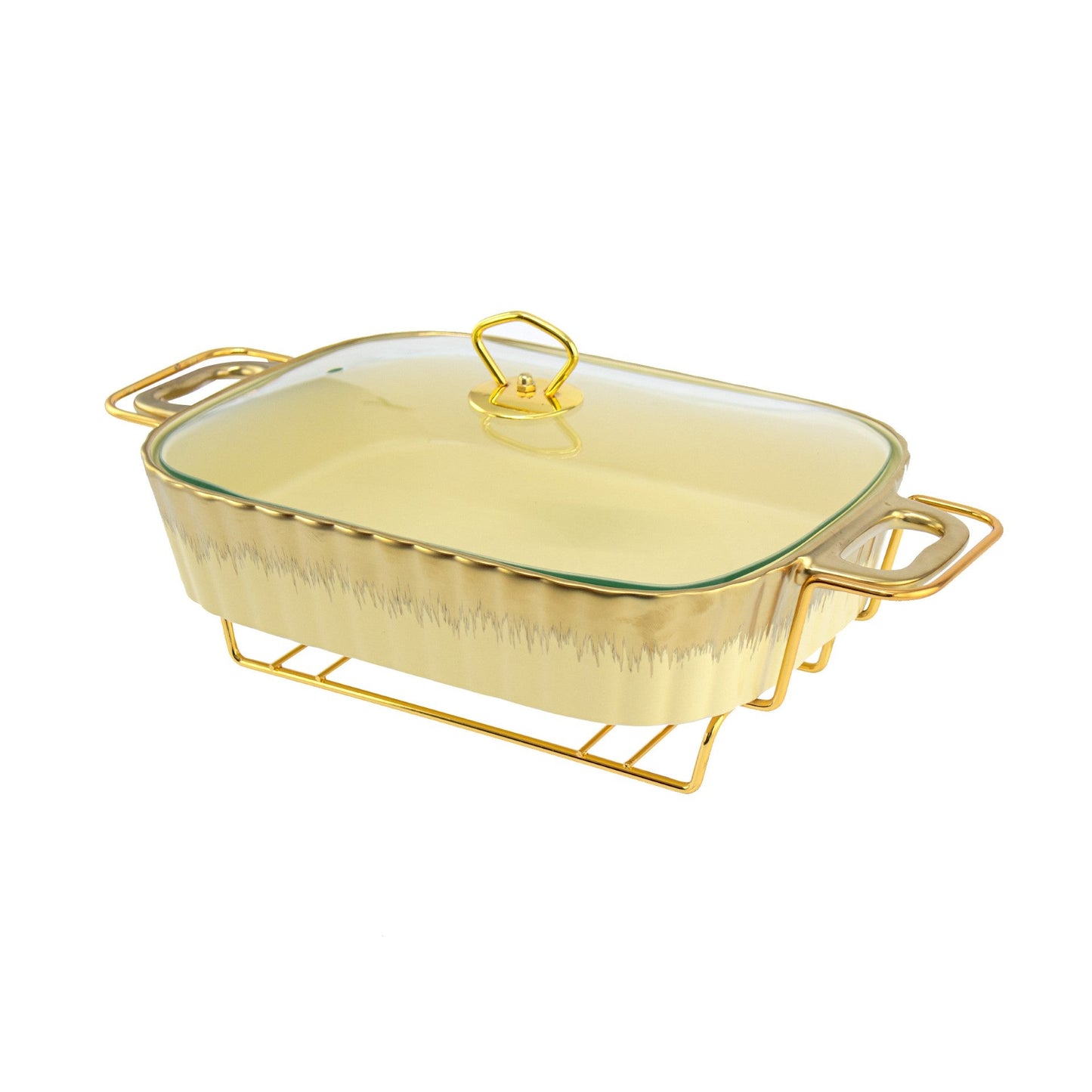 SQ Professional Durane Porcelain Banquet Chafing Dish 1.5L Cream-Gold 10664 (Big Parcel Rate)