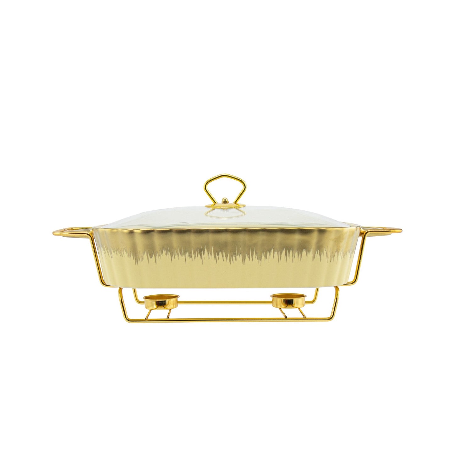 SQ Professional Durane Porcelain Banquet Chafing Dish 1.5L Cream-Gold 10664 (Big Parcel Rate)