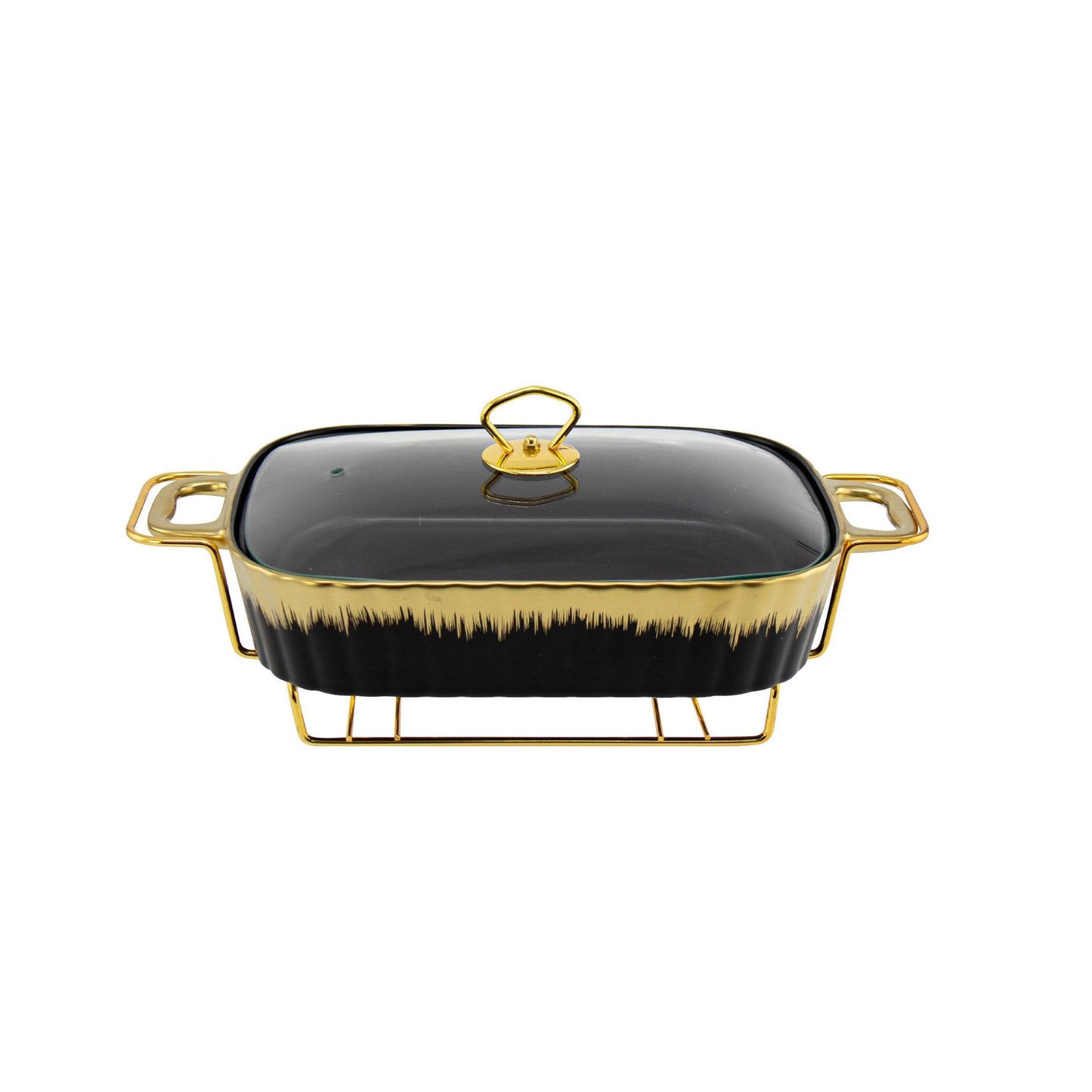 SQ Professional Durane Porcelain Banquet Chafing Dish 1.5L Black-Gold 10668 (Big Parcel Rate)