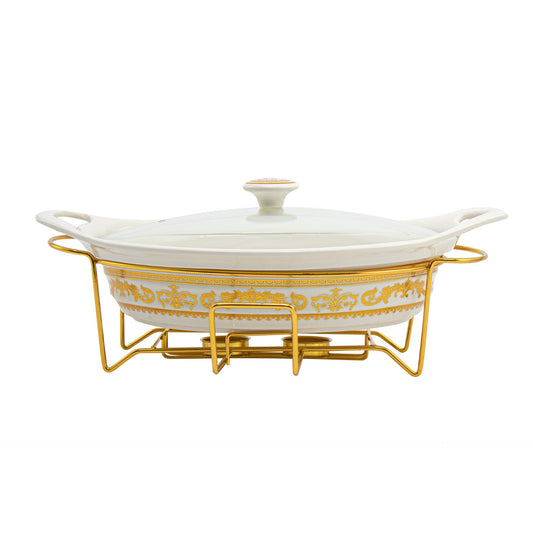 SQ Professional Durane Porcelain Banquet Chafing Dish 1.5L Floral 10751 (Big Parcel Rate)