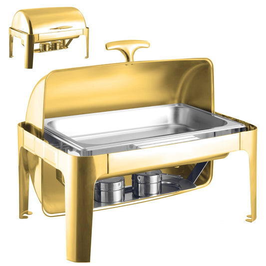 SQ Professional Banquet Chafing Dish with Roll Top Oblong Gold 9L 10856 (Big Parcel Rate)