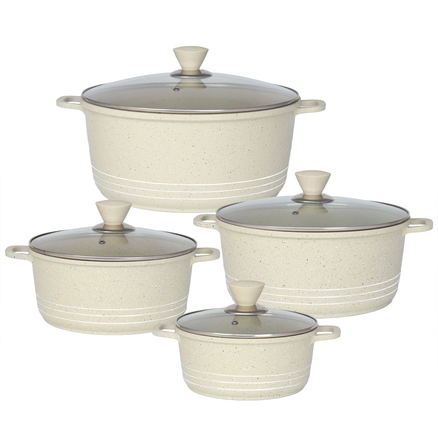 Laria Marbell Die Cast Stockpot Pan Set 4pcs Cream 10885 (Big Parcel Rate)