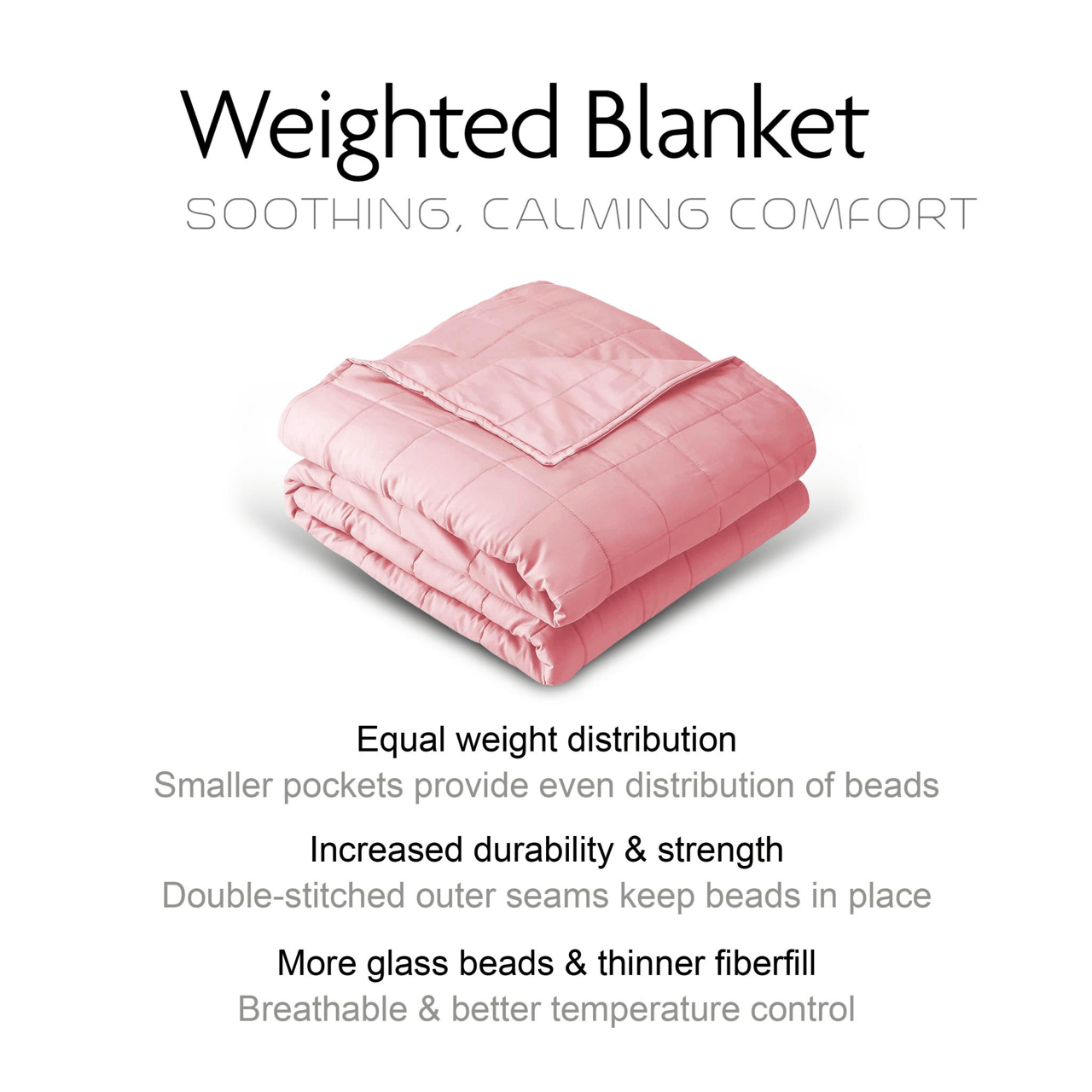 Weighted Blanket 125cm x 150cm 4Kg Pink 4605 (Parcel Rate)