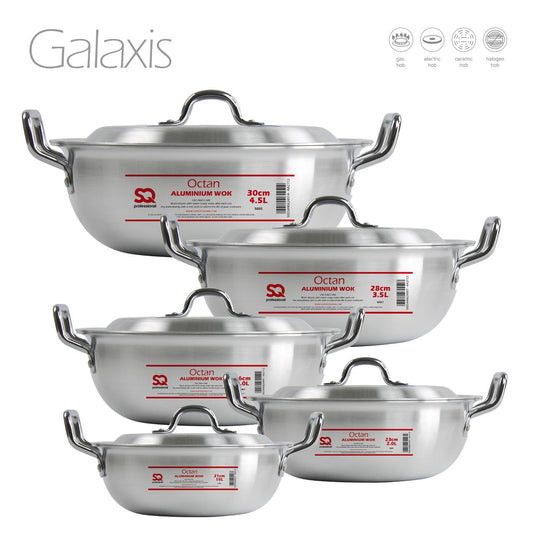 SQ Professional Galaxis Octan Aluminium Pot Karahi Set of 5 21-23-25-26-27-30cm 5885 (Big Parcel Rate)