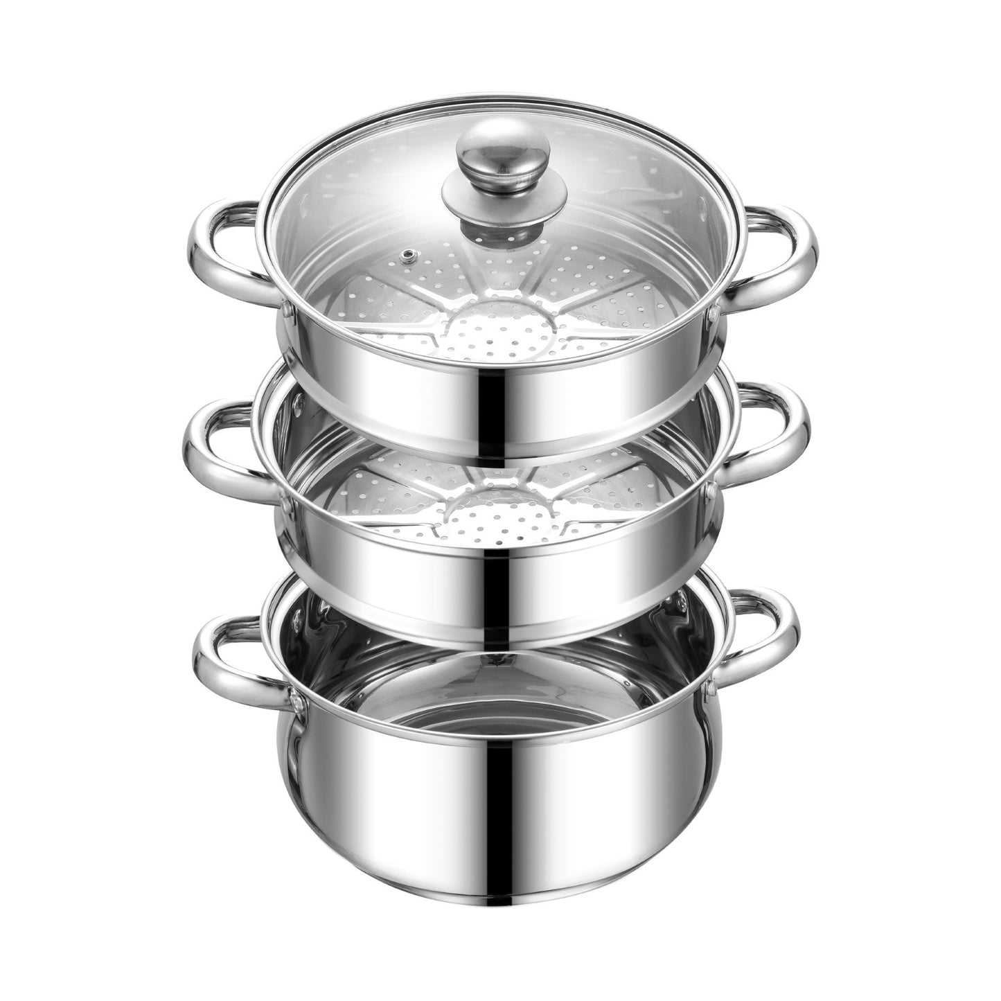 SQ Professional Lustro Stainless Steel Steamer 3 Tier 24 cm 4.5L 7494 (Big Parcel Rate)