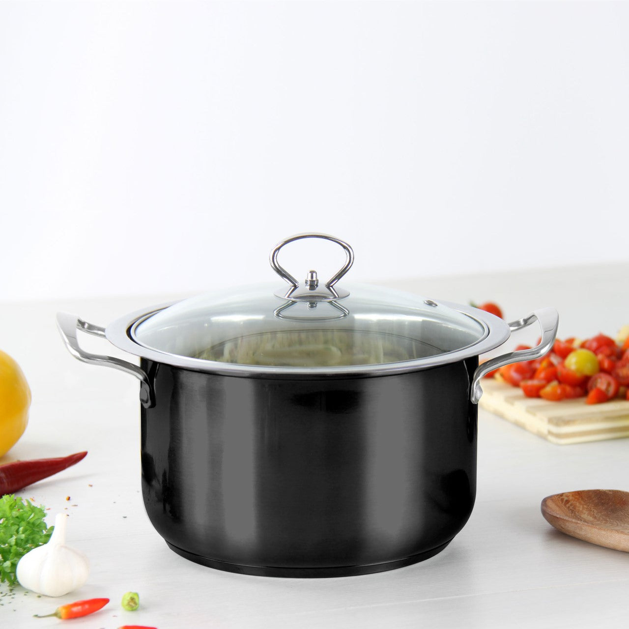 SQ Professional Gems Metallic Stockpot Set of 3 Onyx 26-28-30cm 9578 (Big Parcel)