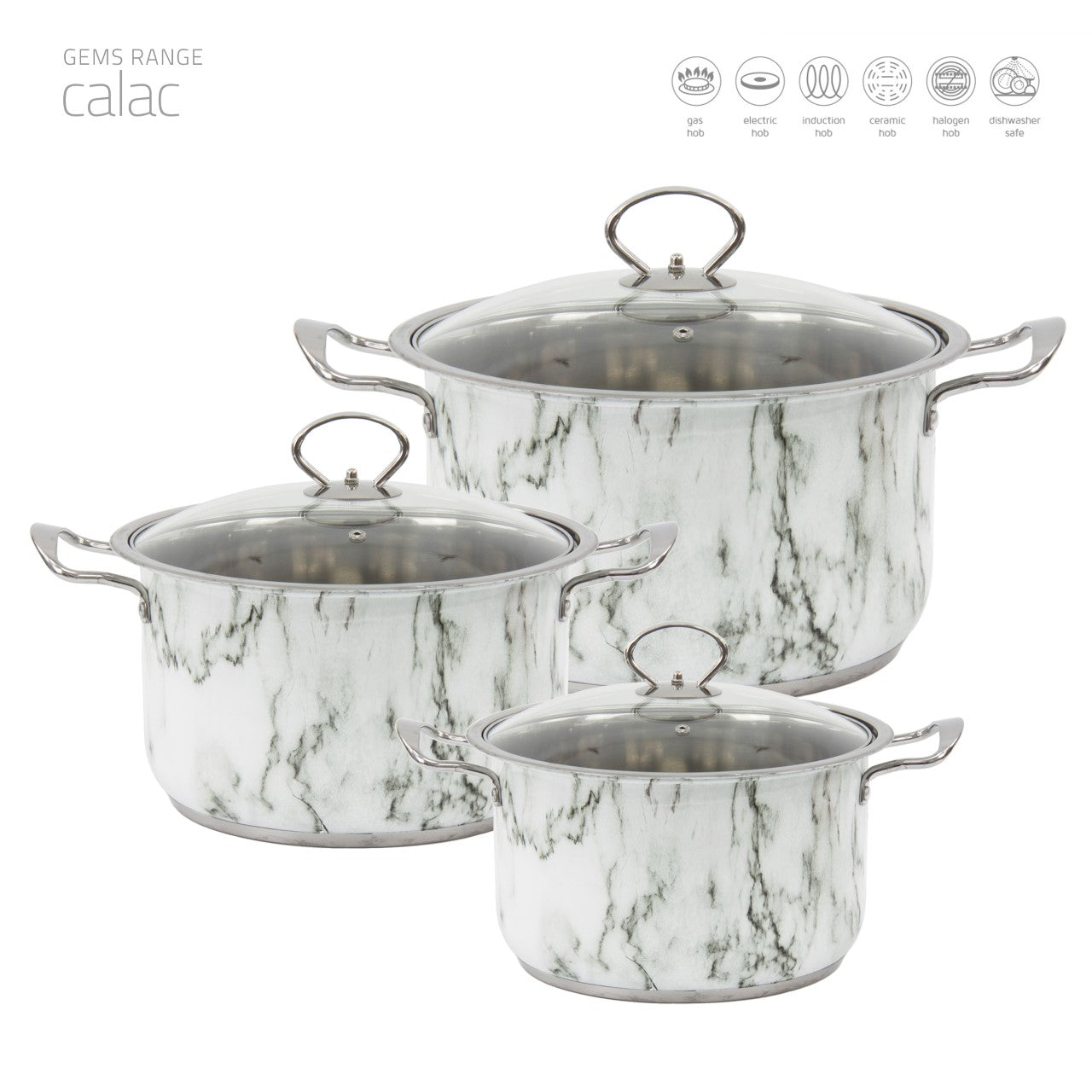 SQ Professional Gems Stainless Steel Stockpot Set of 3 Calac 26-28-30cm 9787 (Big Parcel)